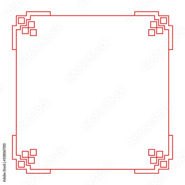 Fototapeta Chinese pattern frame, vector border art china style on white background