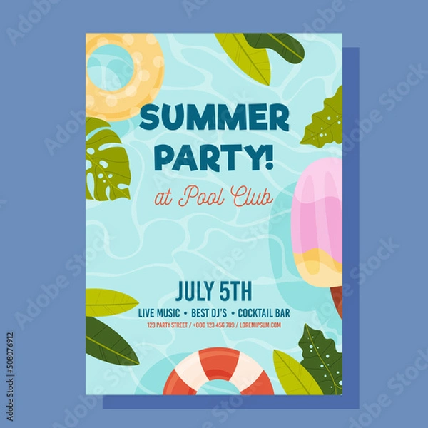 Fototapeta Summer Pool Party invite. Vector illustration concept.