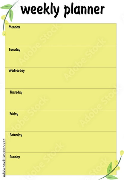 Fototapeta Weekly planning notes paper flowers