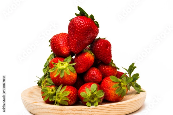 Obraz Fresh strawberries on white background