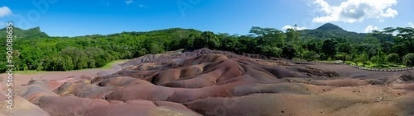 Fototapeta Panorama of seven coloured earth park, Mauritius