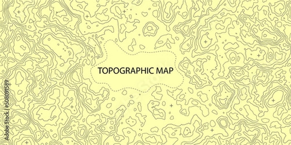 Fototapeta Topographic map background. Geographic abstract patterns grid. The topo contour map with stylized height. Mountain trail terrain, terrain path. Old yellow Background. Vector illustration.