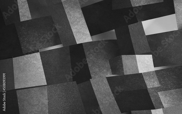 Obraz Abstract composition  made gray paper, dark background