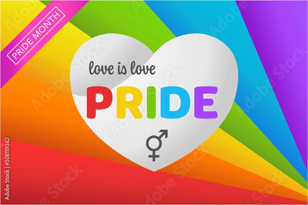 Obraz pride month background with heart and bisexual symbols - love is love