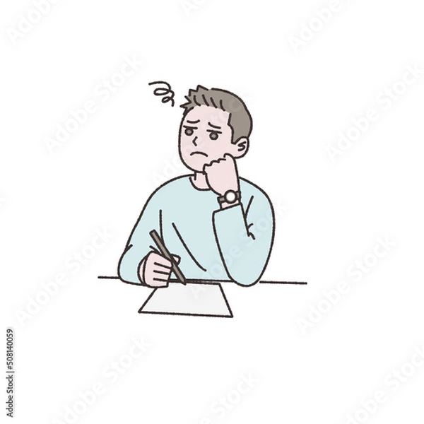 Obraz 勉強中に悩む人イラスト素材