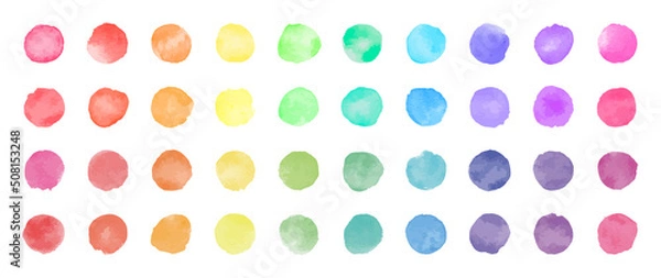 Fototapeta 水彩丸にじみ飾り素材