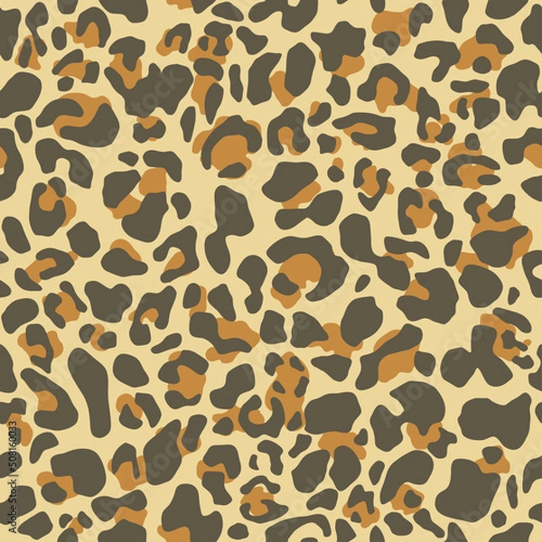 Fototapeta Leopard print, seamless pattern. Skin of cheetah, leopard. Fashionable fabric, elegant animal background. Animal spots. Vector texture