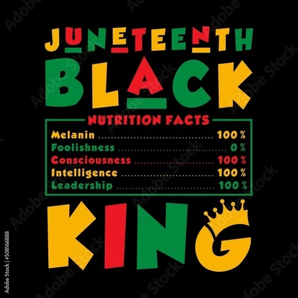 Fototapeta Juneteenth black king nutritional facts - Juneteenth design illustration.