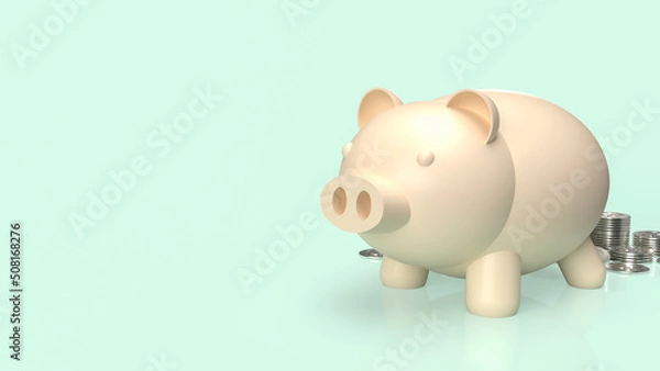 Fototapeta The piggy bank and coins for business or saving concept 3d rendering
