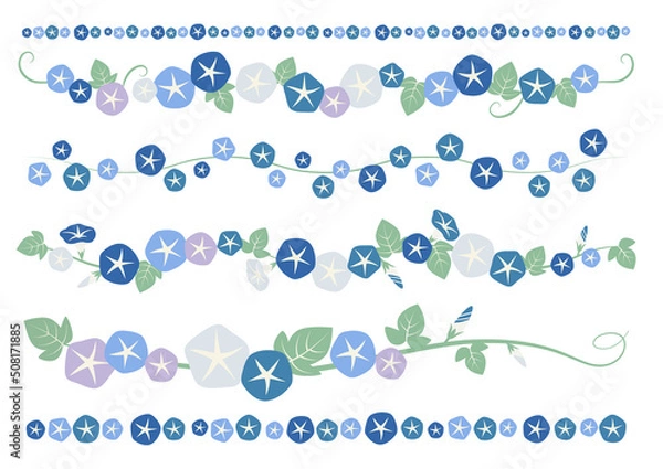 Fototapeta ブルーの朝顔の飾り罫