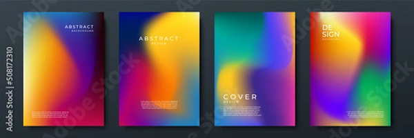 Fototapeta Blurred backgrounds set with modern abstract blurred color gradient patterns. Smooth templates collection for brochures, posters, banners, flyers and cards. Vector illustration.
