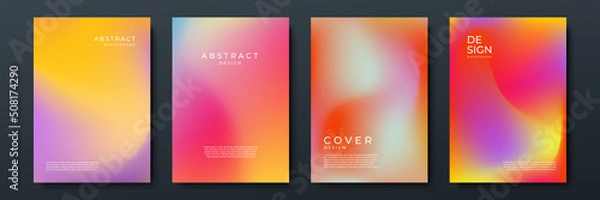 Fototapeta Blurred backgrounds set with modern abstract blurred color gradient patterns on white. Smooth templates collection for brochures, posters, banners, flyers and cards. Vector illustration.