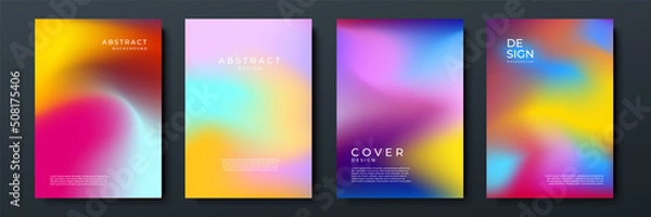 Fototapeta Blurred backgrounds set with modern abstract blurred color gradient patterns on white. Smooth templates collection for brochures, posters, banners, flyers and cards. Vector illustration.