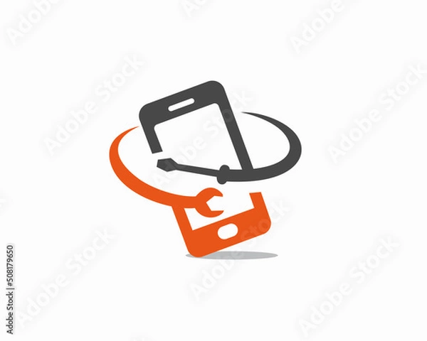 Fototapeta abstract Mobile phone repair service solution logo symbol design template illustration concept.