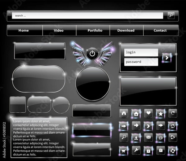 Obraz Glass Web Elements, Vector Illustration