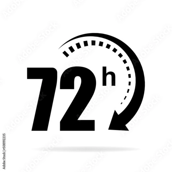 Obraz 72h icon. Flat vector illustration in black on white background. Vector illustration.