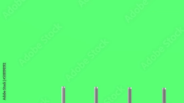 Fototapeta 3D illustration of photovoltaic power station.3D rendering on green background.