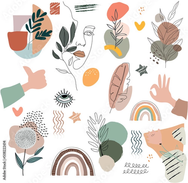 Obraz Scribble.Big set of hand drawn different shapes and patterns. Abstract modern trendy vector illustration. All elements are separate. Format: JPG,EPS