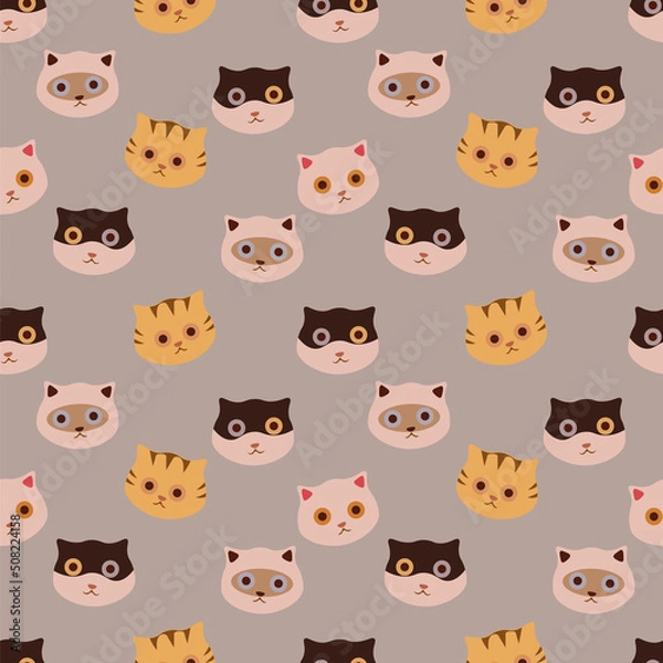 Fototapeta Cat vector ilustration seamless patern.Great for textile,fabric,wrapping paper,and any print.
