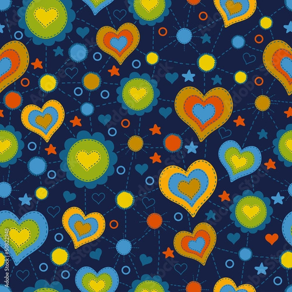 Obraz Seamless pattern with the application of hearts