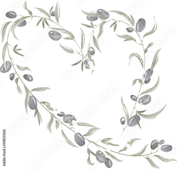 Fototapeta sprig with olives in the form of a heart
