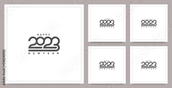 Fototapeta Set of Happy New Year 2023 logo design. 2023 New Year design template