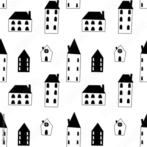 Fototapeta houses seamless pattern