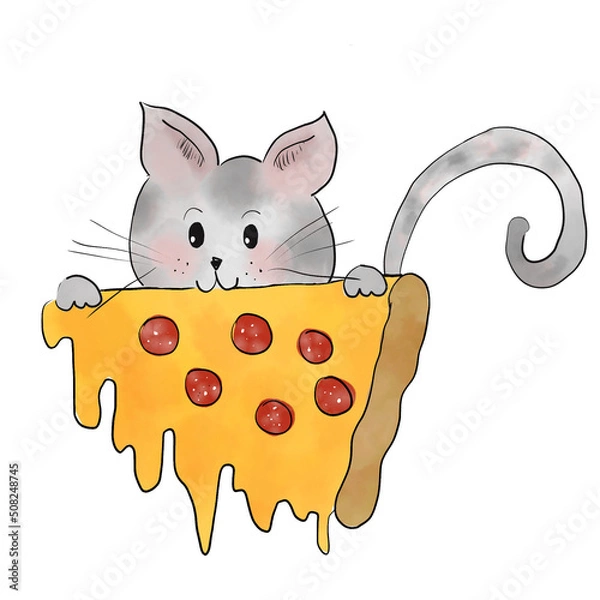 Obraz Cat eating pizza