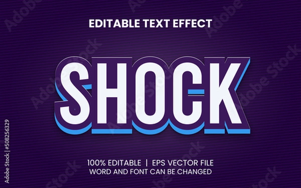 Fototapeta editable text effect with realistic purple, blue, and white shock style