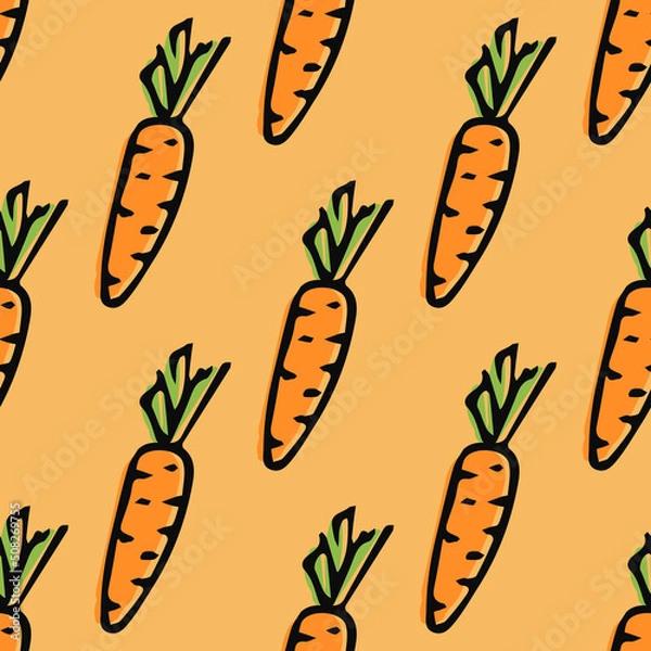 Fototapeta seamless carrot pattern. vector doodle illustration with carrot. pattern with carrot