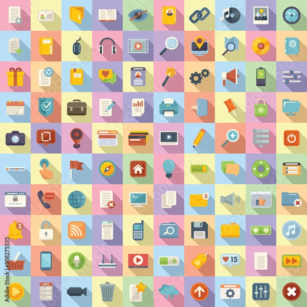 Fototapeta Interface icons set flat vector. Comment browser