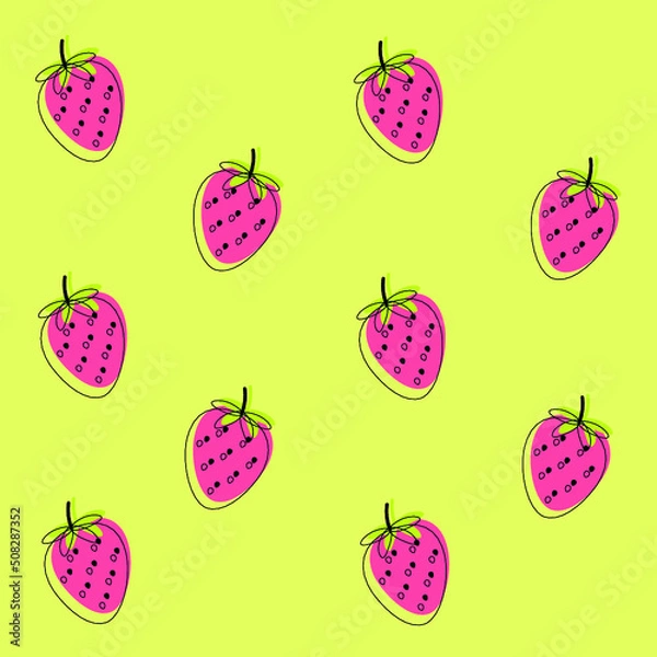 Fototapeta seamless pattern with strawberry