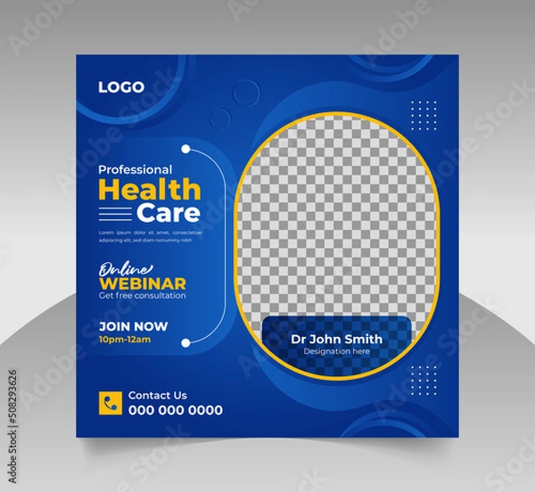 Obraz Modern online webinar social media post ads banner template design for medical or doctors