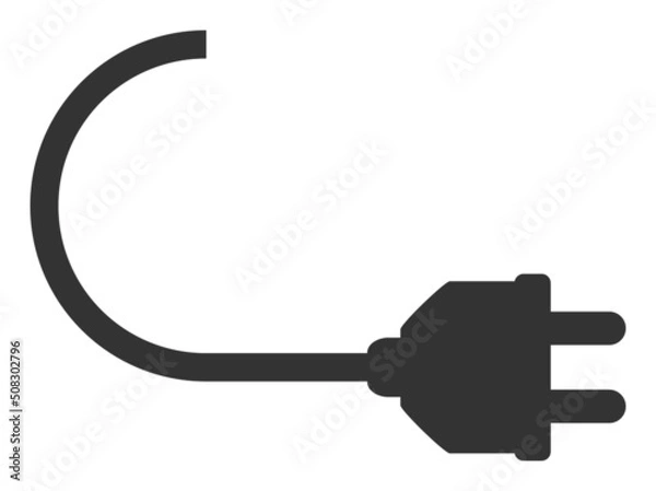Obraz Electric plug vector icon. A flat illustration design used for electric plug icon, on a white background.