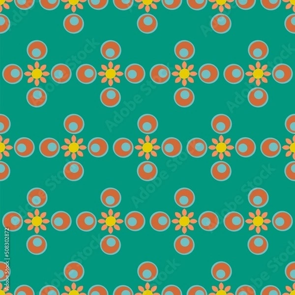 Fototapeta orange and green decorative art repeat vector pattern