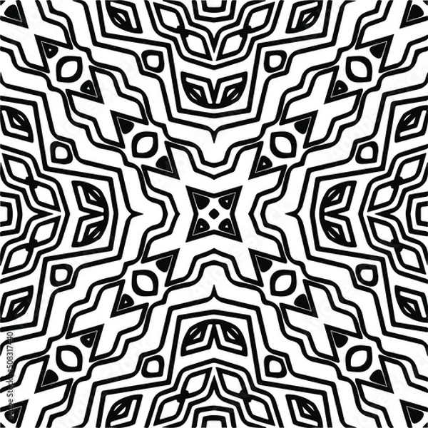 Fototapeta Abstract background with black and white mandala. Line art.Unique geometric vector swatch. Perfect for site backdrop, wrapping paper, wallpaper, textile and surface design. 