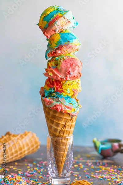 Obraz Rainbow ice cream cone