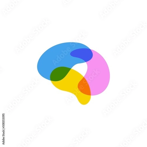 Fototapeta Colorful Brain Overlapping Overlap Logo Vector Icon Illustration