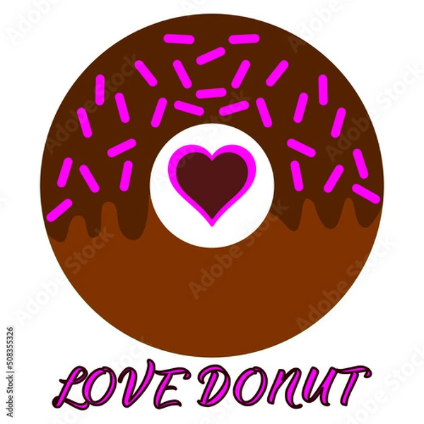 Obraz Donut and love logo. suitable for logos and food brands