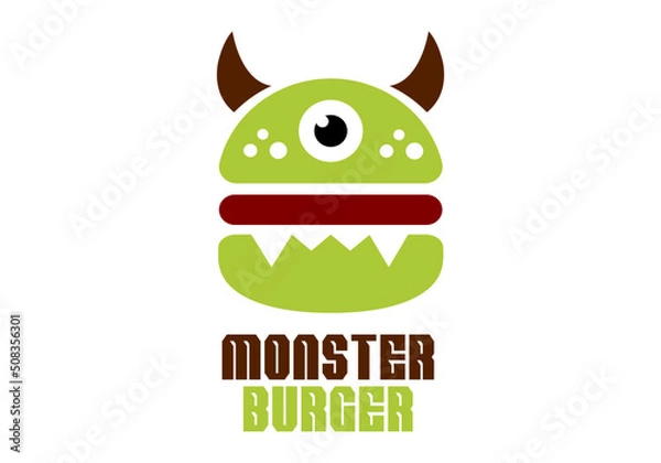 Fototapeta Burger logo, suitable for restaurants, cafes, and more.