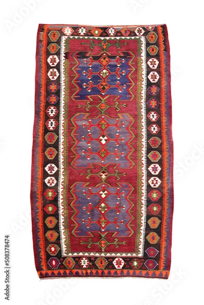 Obraz wool woven old antique Turkish rug