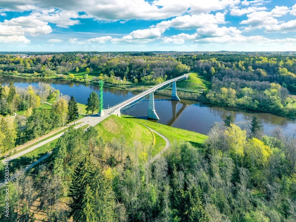 Obraz white rose bridge alytus, lithuania
highest pedestrian bridge in lithuania and Alytus mound, baltosios rozes tiltas alytus, lietuva