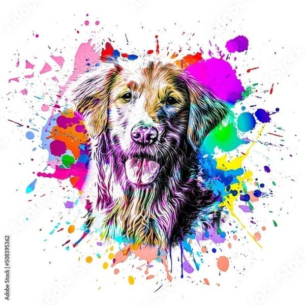 Obraz dog head with creative colorful abstract elements on white background