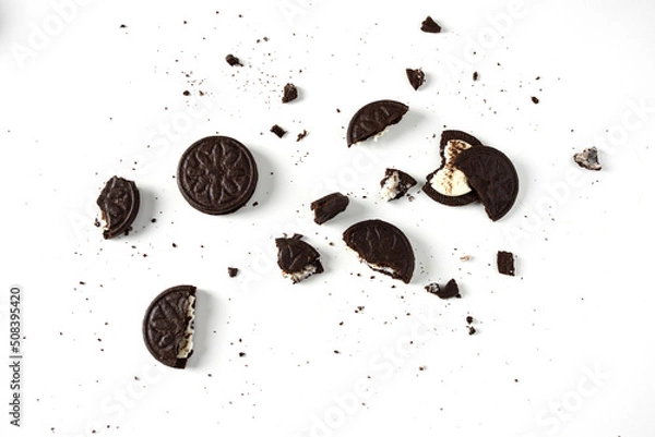 Fototapeta Cream Cookies (close-up shot) isolated on white background