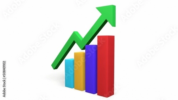 Fototapeta histogram columns up and statistics finance 3d-rendering