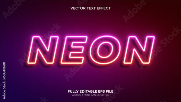 Fototapeta Editable Vector Pink Neon Line Text  Effect