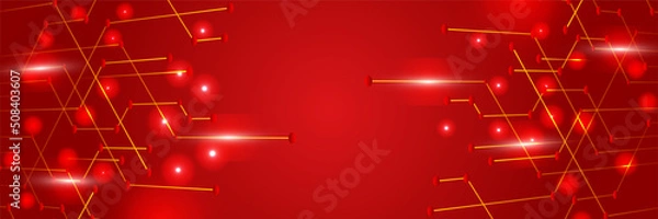 Fototapeta Artificial intelligence tech background. Digital technology, deep learning and big data concept. Abstract visual for screen template. Geometric artificial intelligence tech backdrop.