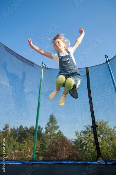 Obraz mädchen, kind, trampolin, springen, child, jumping