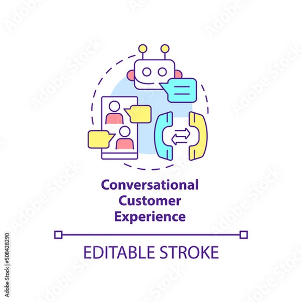 Fototapeta Conversational customer experience concept icon. Sales trend abstract idea thin line illustration. Clients engagement. Isolated outline drawing. Editable stroke. Arial, Myriad Pro-Bold fonts used