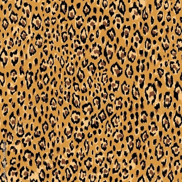 Fototapeta Seamless jaguar, leopard, cheetah, panther skin pattern. Animal background with small spots